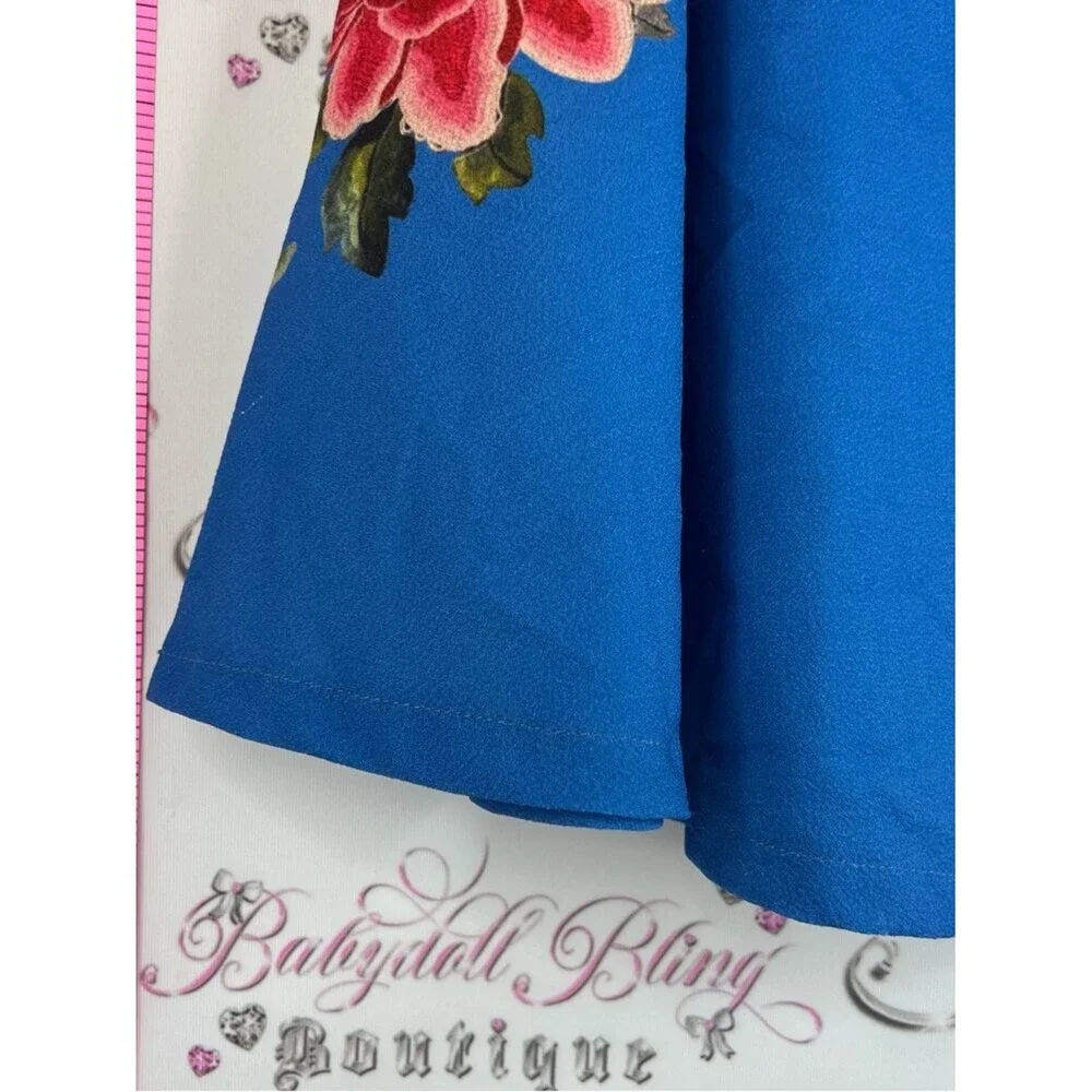 MINKPINK skirt flowers floral pink red green Royal Blue Floral Circle Skirt